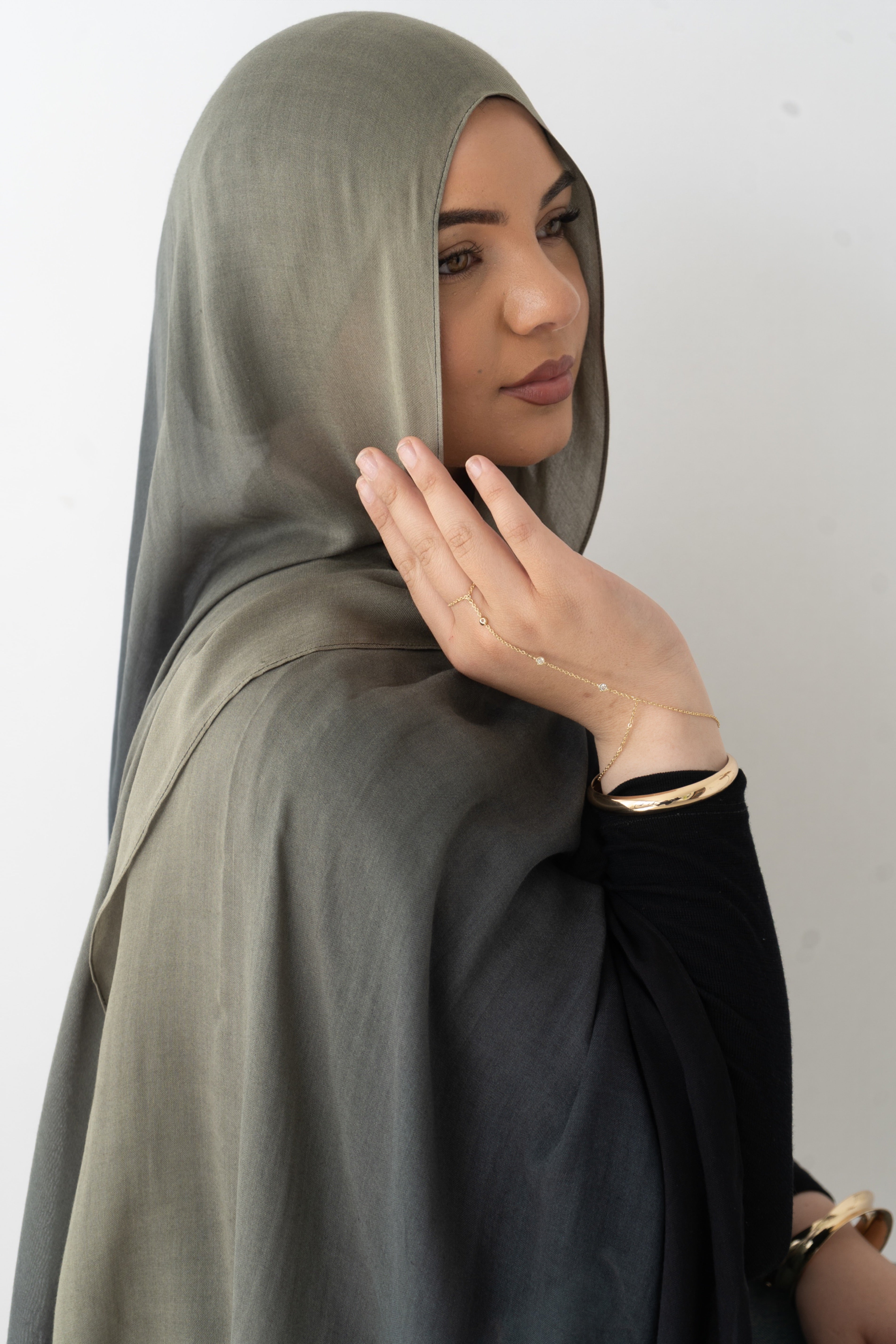 Olive ombré printed modal