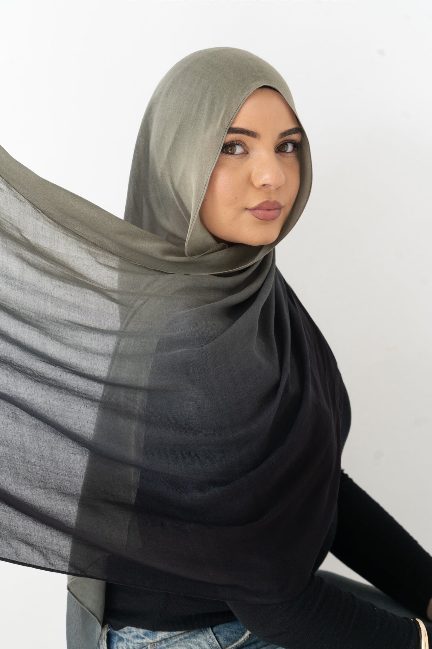 Olive ombré printed modal